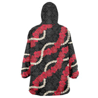 Aloha Ula'ula Hibiscus Pikake Lei Wearable Blanket Hoodie Hawaiian Quilt Pattern