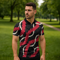 Aloha Ula'ula Hibiscus Pikake Lei Zipper Polo Shirt Hawaiian Quilt Pattern