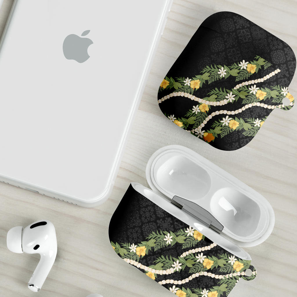Puakenikeni Anthurium Pikake Lei AirPods Case Hawaiian Quilt Pattern LT9 - Polynesian Pride