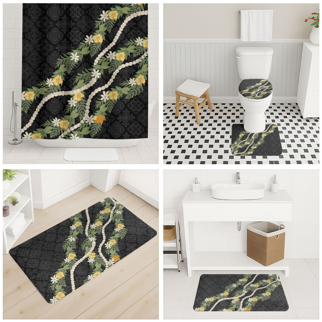 Puakenikeni Anthurium Pikake Lei Bathroom Set Hawaiian Quilt Pattern LT9 - Polynesian Pride