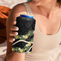 Puakenikeni Anthurium Pikake Lei 4 in 1 Can Cooler Tumbler Hawaiian Quilt Pattern