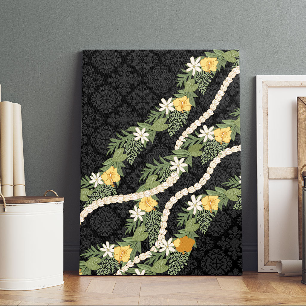 Puakenikeni Anthurium Pikake Lei Canvas Wall Art Hawaiian Quilt Pattern