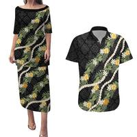Puakenikeni Anthurium Pikake Lei Couples Matching Puletasi and Hawaiian Shirt Hawaiian Quilt Pattern