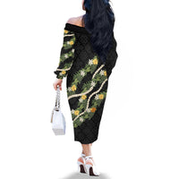Puakenikeni Anthurium Pikake Lei Family Matching Off The Shoulder Long Sleeve Dress and Hawaiian Shirt Hawaiian Quilt Pattern LT9 - Polynesian Pride