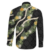 Puakenikeni Anthurium Pikake Lei Family Matching Tank Maxi Dress and Hawaiian Shirt Hawaiian Quilt Pattern LT9 - Polynesian Pride