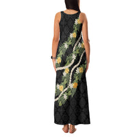 Puakenikeni Anthurium Pikake Lei Family Matching Tank Maxi Dress and Hawaiian Shirt Hawaiian Quilt Pattern LT9 - Polynesian Pride