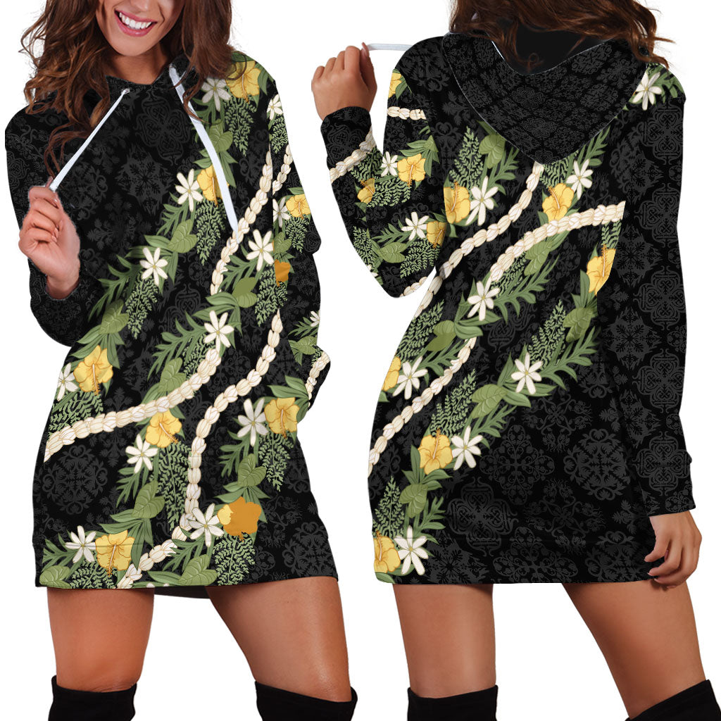 Puakenikeni Anthurium Pikake Lei Hoodie Dress Hawaiian Quilt Pattern