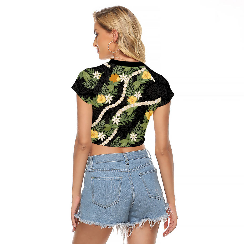Puakenikeni Anthurium Pikake Lei Raglan Cropped T Shirt Hawaiian Quilt Pattern