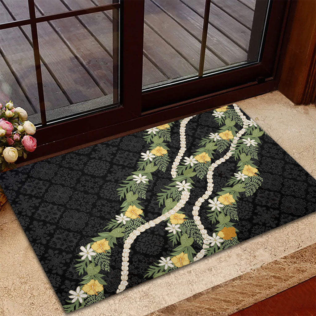 Puakenikeni Anthurium Pikake Lei Rubber Doormat Hawaiian Quilt Pattern