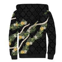 Puakenikeni Anthurium Pikake Lei Sherpa Hoodie Hawaiian Quilt Pattern LT9 - Polynesian Pride