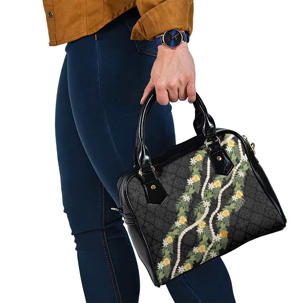Puakenikeni Anthurium Pikake Lei Shoulder Handbag Hawaiian Quilt Pattern