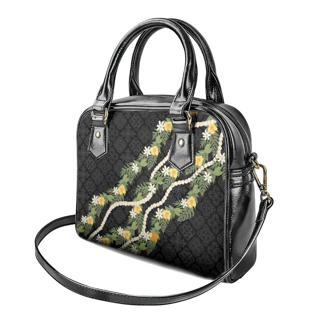 Puakenikeni Anthurium Pikake Lei Shoulder Handbag Hawaiian Quilt Pattern