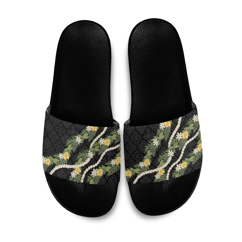 Puakenikeni Anthurium Pikake Lei Slide Sandals Hawaiian Quilt Pattern