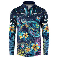 Plumeria Turtles Traditional Tribal Button Sweatshirt