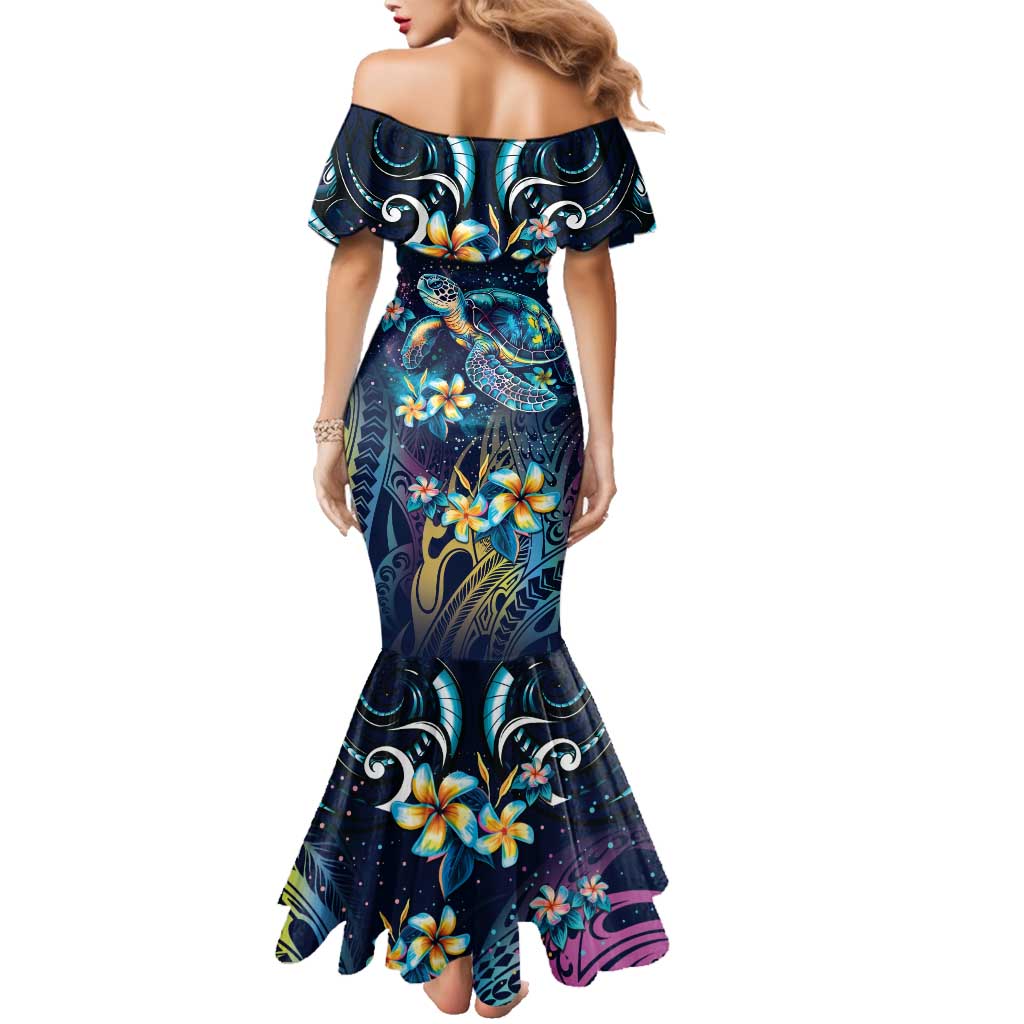 Plumeria Turtles Traditional Tribal Family Matching Mermaid Dress and Hawaiian Shirt LT9 - Polynesian Pride