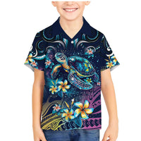 Plumeria Turtles Traditional Tribal Family Matching Mermaid Dress and Hawaiian Shirt LT9 Son's Shirt Black - Polynesian Pride