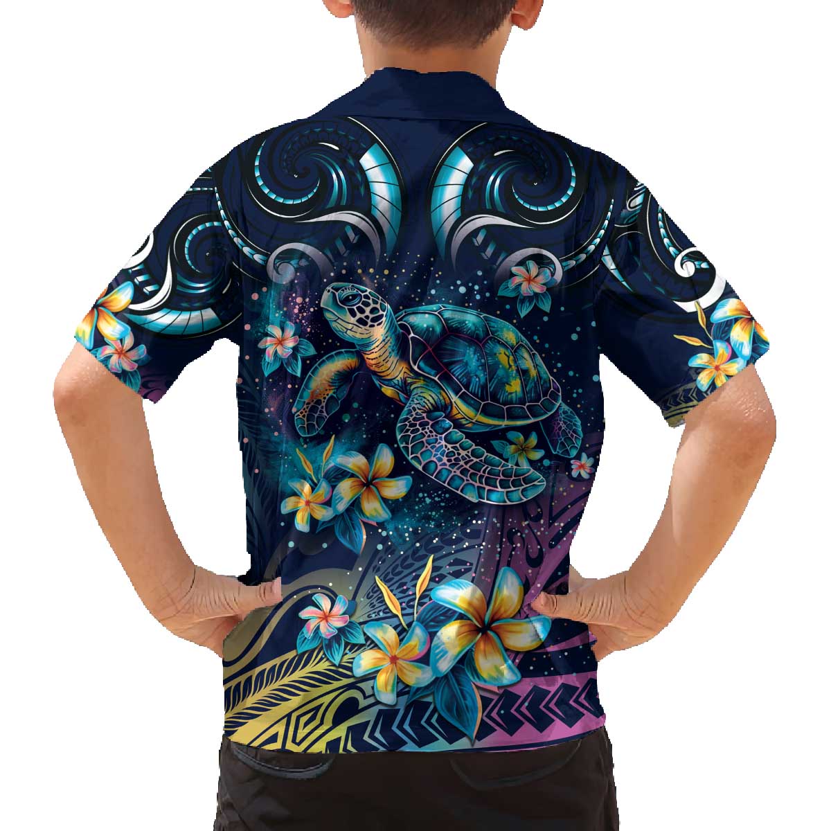 Plumeria Turtles Traditional Tribal Family Matching Puletasi and Hawaiian Shirt LT9 - Polynesian Pride