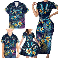 Plumeria Turtles Traditional Tribal Family Matching Short Sleeve Bodycon Dress and Hawaiian Shirt LT9 - Polynesian Pride