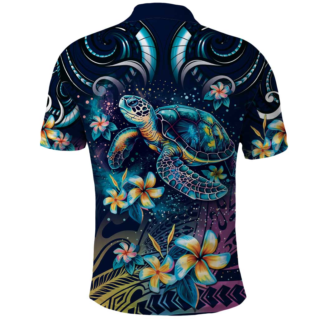 Plumeria Turtles Traditional Tribal Polo Shirt