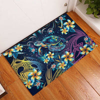 Plumeria Turtles Traditional Tribal Rubber Doormat
