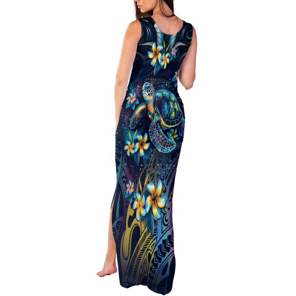 Plumeria Turtles Traditional Tribal Tank Maxi Dress