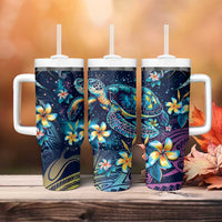 Plumeria Turtles Traditional Tribal Tumbler With Handle LT9 - Polynesian Pride