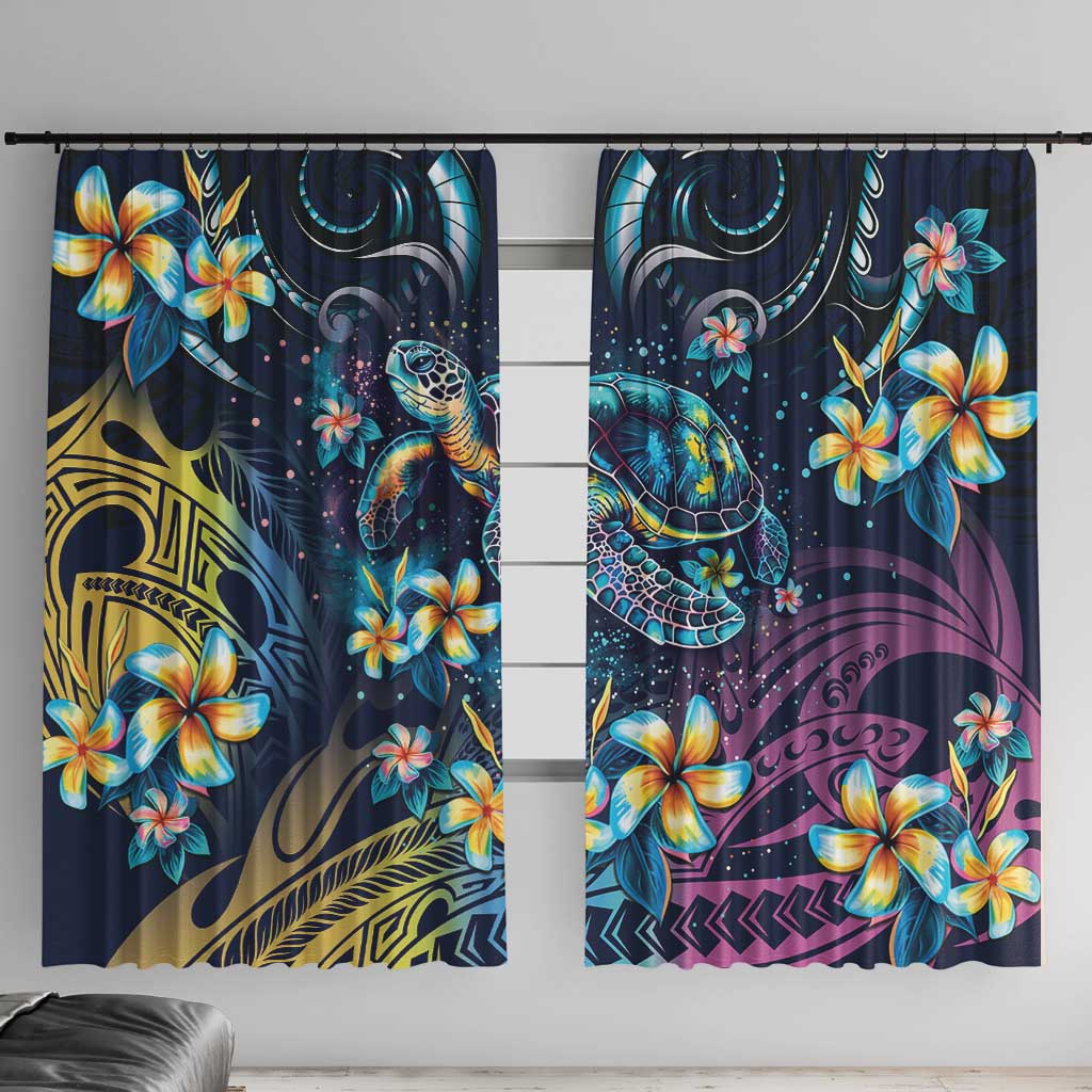 Plumeria Turtles Traditional Tribal Window Curtain