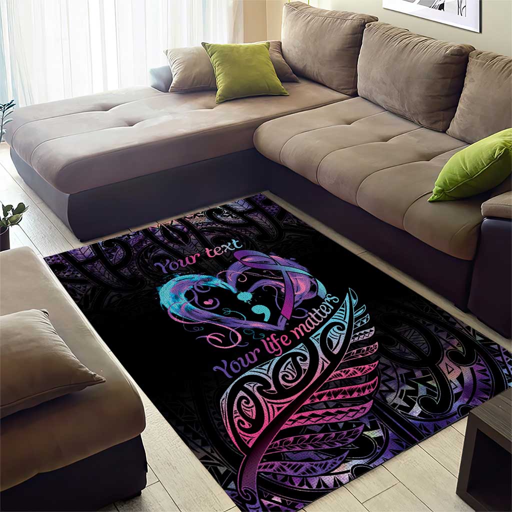 Personalised Your Life Matters Area Rug Suicide Prevention Awareness Semicolon Heart