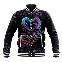 Personalised Your Life Matters Baseball Jacket Suicide Prevention Awareness Semicolon Heart