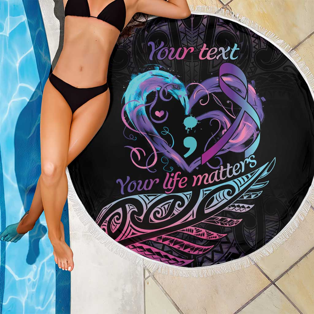 Personalised Your Life Matters Beach Blanket Suicide Prevention Awareness Semicolon Heart