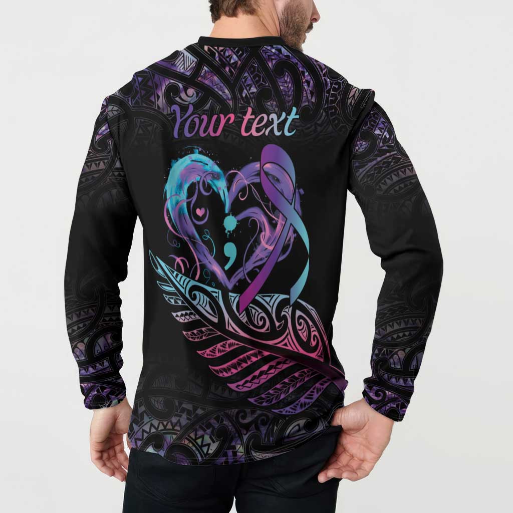 Personalised Your Life Matters Button Sweatshirt Suicide Prevention Awareness Semicolon Heart
