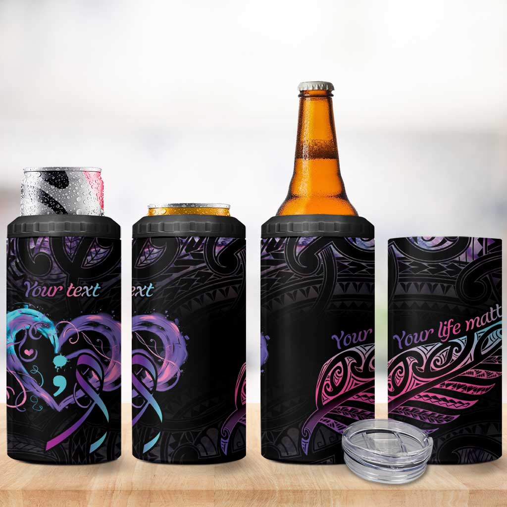 Personalised Your Life Matters 4 in 1 Can Cooler Tumbler Suicide Prevention Awareness Semicolon Heart