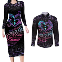 Personalised Your Life Matters Couples Matching Long Sleeve Bodycon Dress and Long Sleeve Button Shirt Suicide Prevention Awareness Semicolon Heart