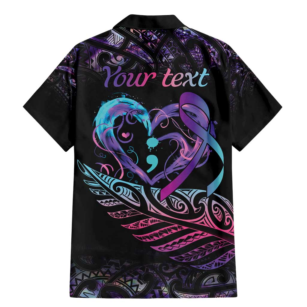 Personalised Your Life Matters Family Matching Mermaid Dress and Hawaiian Shirt Suicide Prevention Awareness Semicolon Heart LT9 - Polynesian Pride