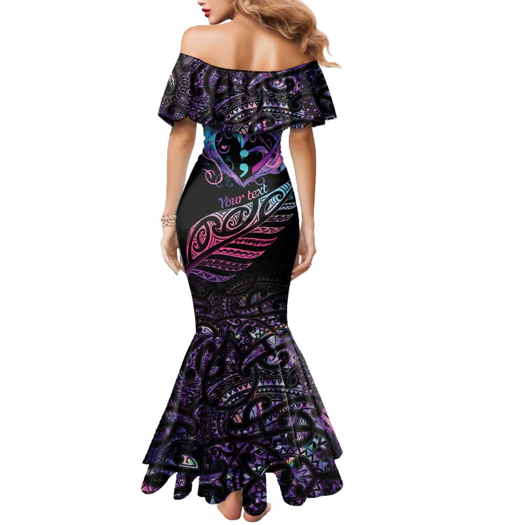 Personalised Your Life Matters Family Matching Mermaid Dress and Hawaiian Shirt Suicide Prevention Awareness Semicolon Heart LT9 - Polynesian Pride