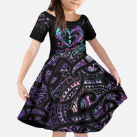 Personalised Your Life Matters Family Matching Puletasi and Hawaiian Shirt Suicide Prevention Awareness Semicolon Heart LT9 Daughter's Dress Black - Polynesian Pride