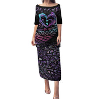Personalised Your Life Matters Family Matching Puletasi and Hawaiian Shirt Suicide Prevention Awareness Semicolon Heart LT9 Mom's Dress Black - Polynesian Pride