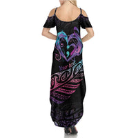 Personalised Your Life Matters Family Matching Summer Maxi Dress and Hawaiian Shirt Suicide Prevention Awareness Semicolon Heart LT9 - Polynesian Pride