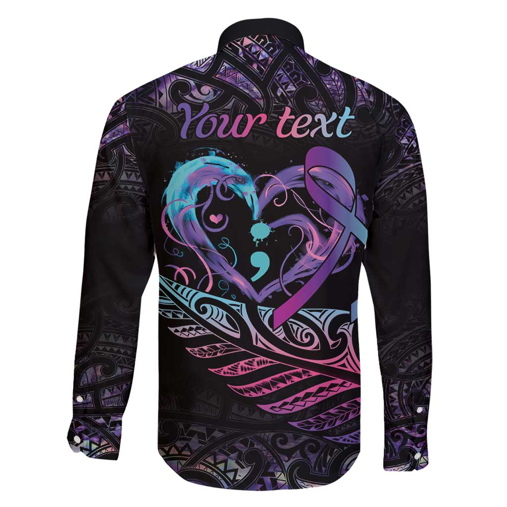 Personalised Your Life Matters Family Matching Tank Maxi Dress and Hawaiian Shirt Suicide Prevention Awareness Semicolon Heart LT9 - Polynesian Pride