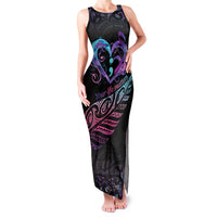 Personalised Your Life Matters Family Matching Tank Maxi Dress and Hawaiian Shirt Suicide Prevention Awareness Semicolon Heart LT9 Mom's Dress Black - Polynesian Pride