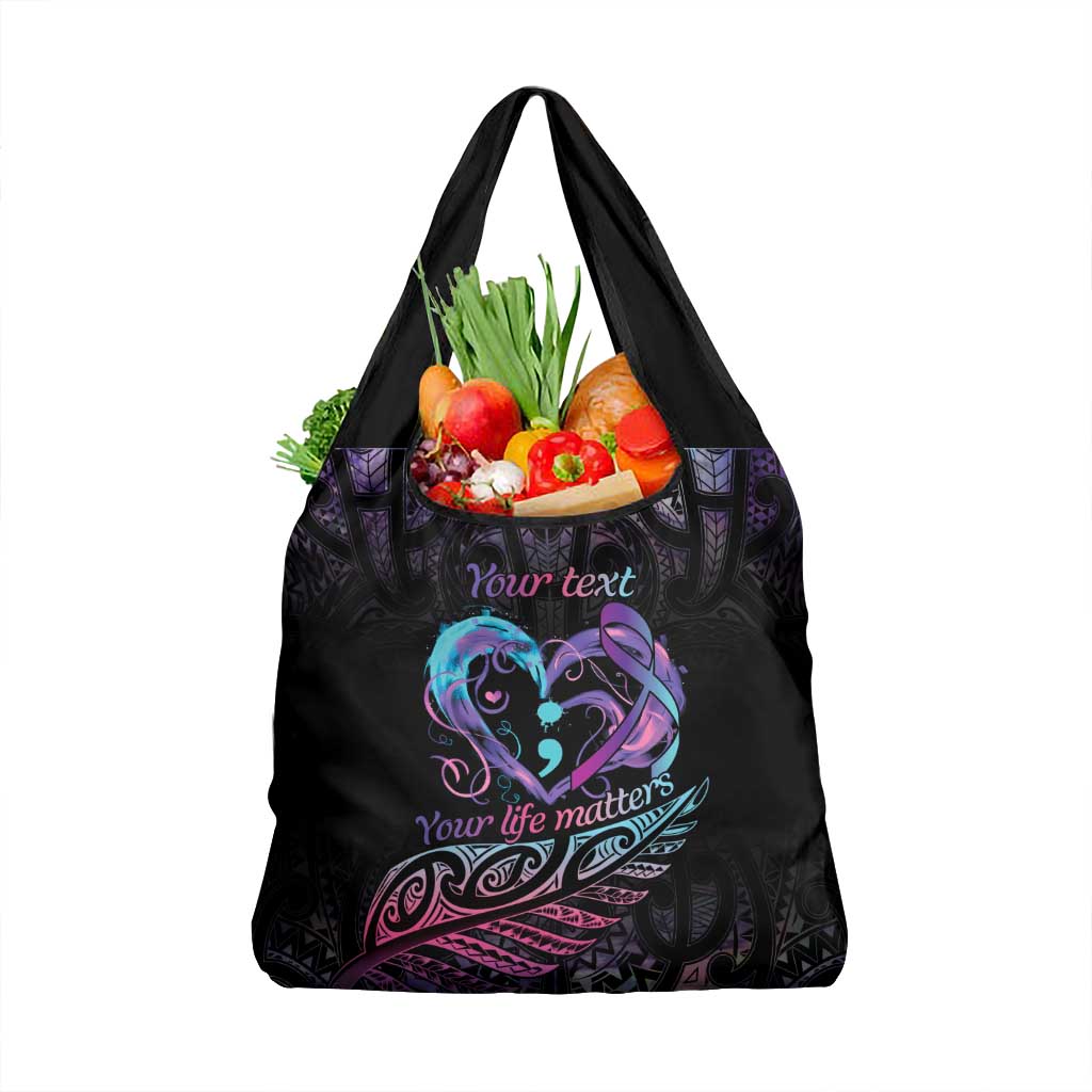 Personalised Your Life Matters Grocery Bag Suicide Prevention Awareness Semicolon Heart