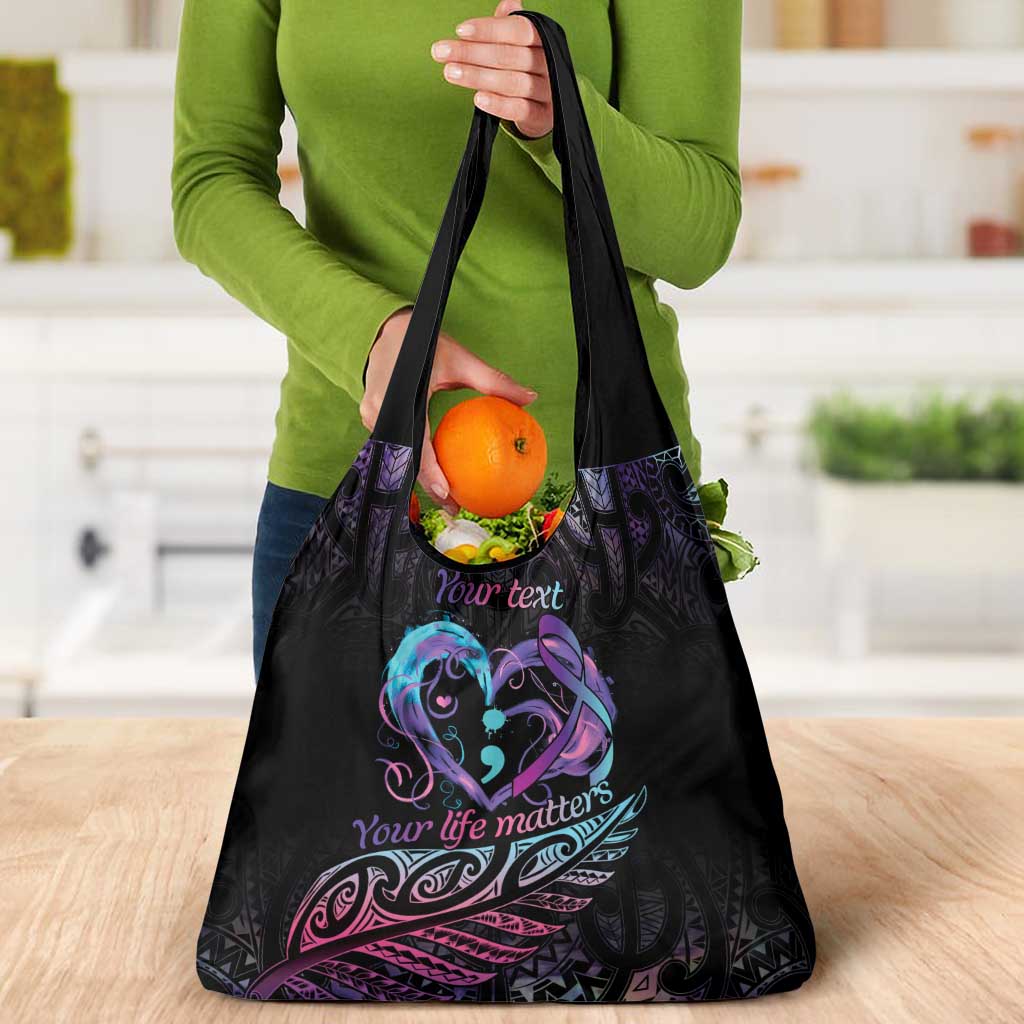 Personalised Your Life Matters Grocery Bag Suicide Prevention Awareness Semicolon Heart