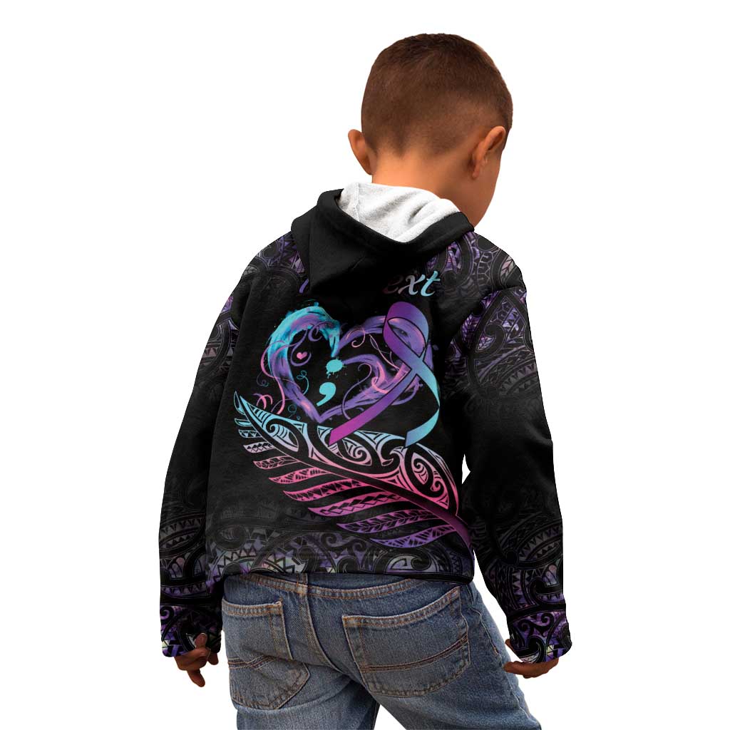 Personalised Your Life Matters Kid Hoodie Suicide Prevention Awareness Semicolon Heart
