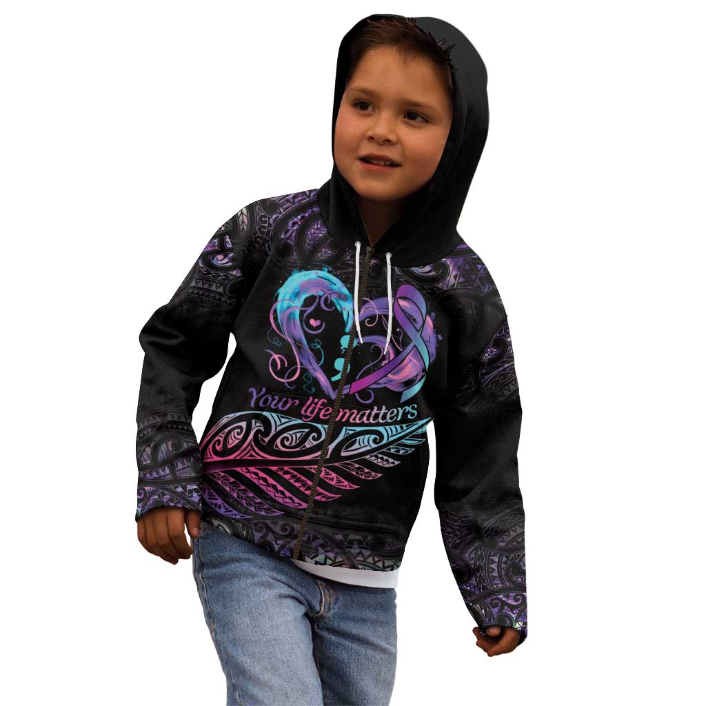 Personalised Your Life Matters Kid Hoodie Suicide Prevention Awareness Semicolon Heart