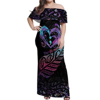 Personalised Your Life Matters Off Shoulder Maxi Dress Suicide Prevention Awareness Semicolon Heart LT9 Women Black - Polynesian Pride