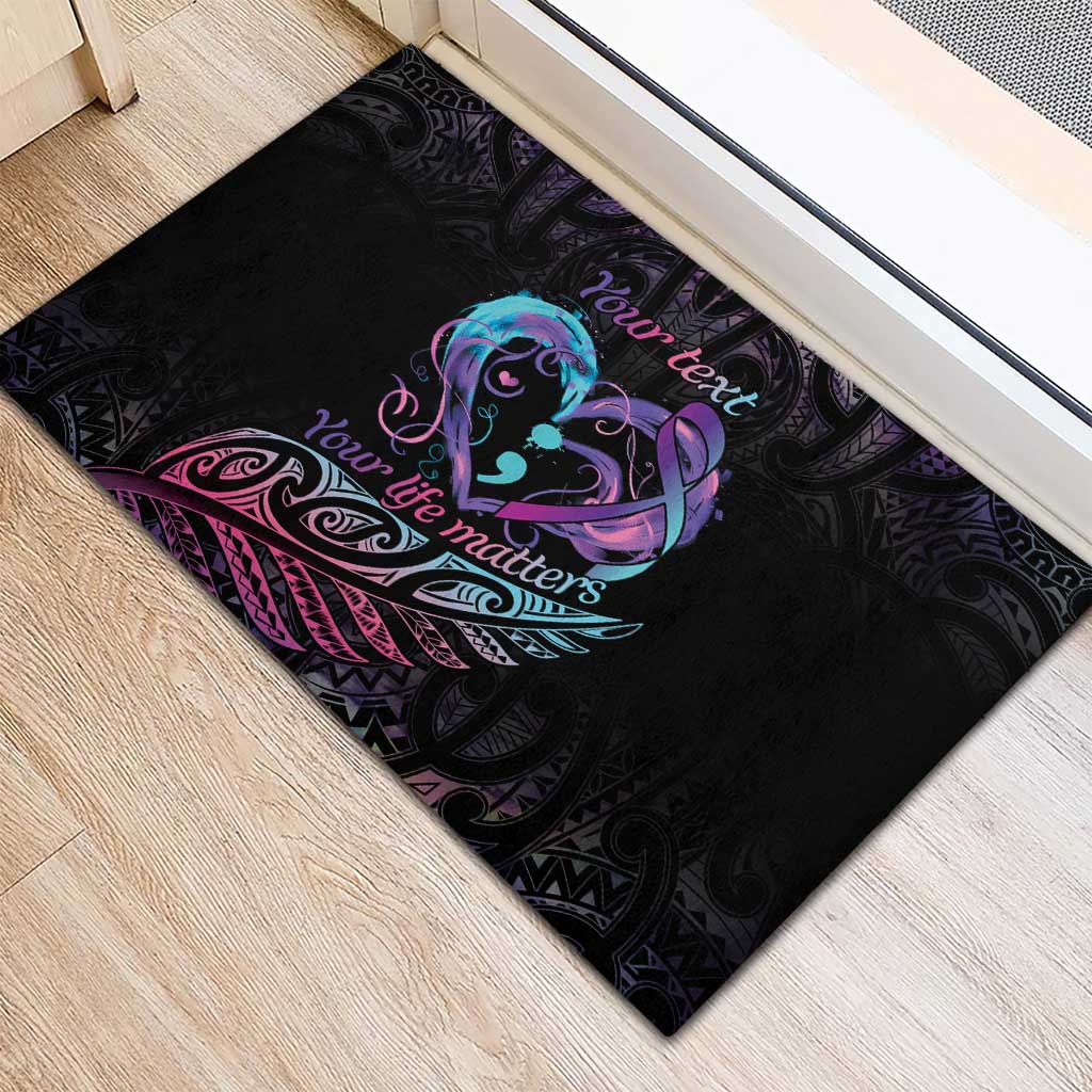 Personalised Your Life Matters Rubber Doormat Suicide Prevention Awareness Semicolon Heart