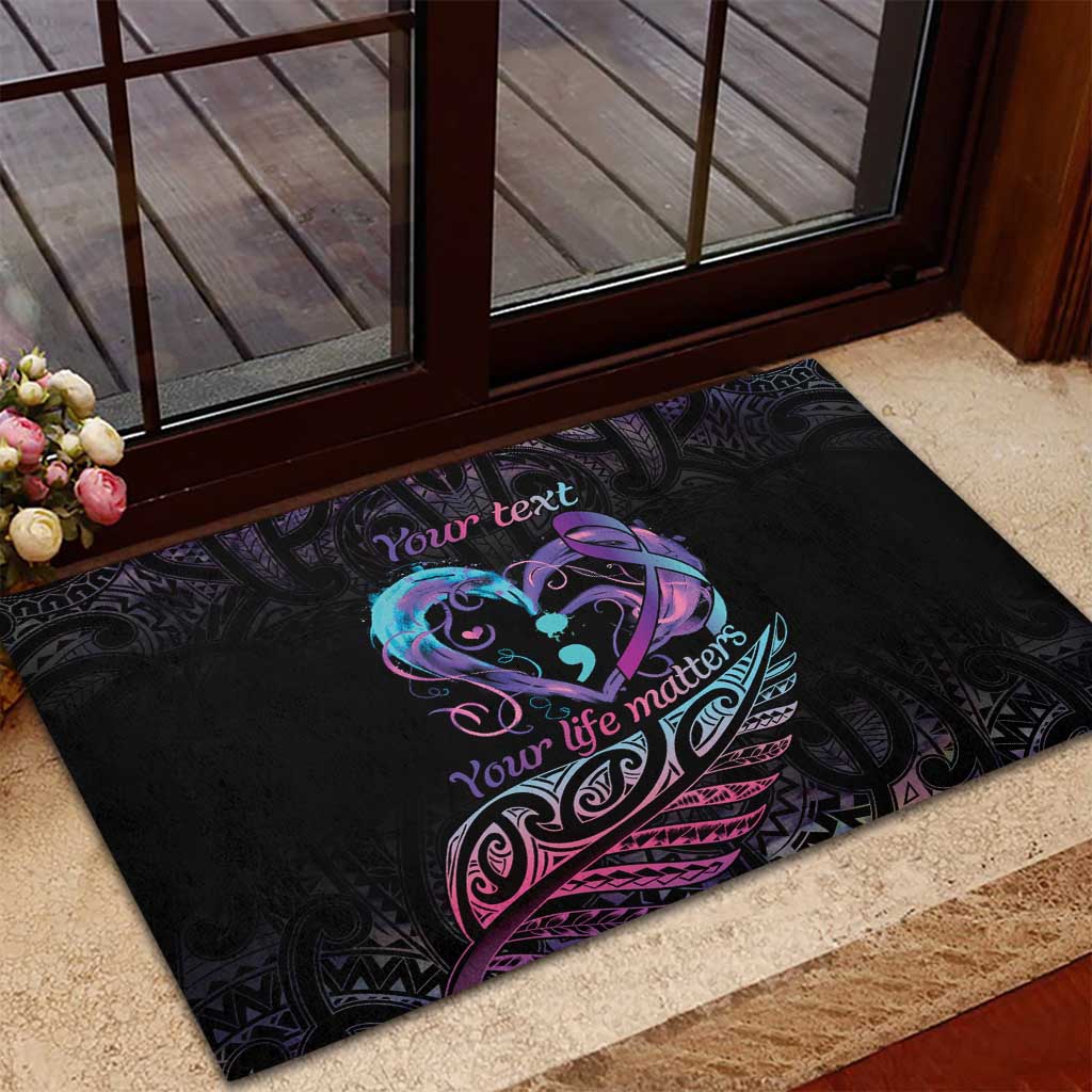 Personalised Your Life Matters Rubber Doormat Suicide Prevention Awareness Semicolon Heart
