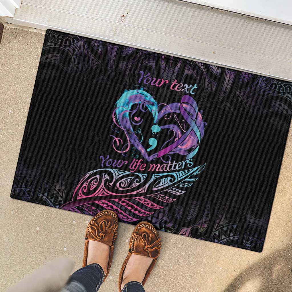 Personalised Your Life Matters Rubber Doormat Suicide Prevention Awareness Semicolon Heart