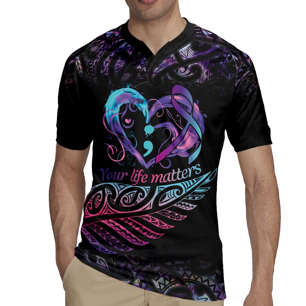 Personalised Your Life Matters Rugby Jersey Suicide Prevention Awareness Semicolon Heart
