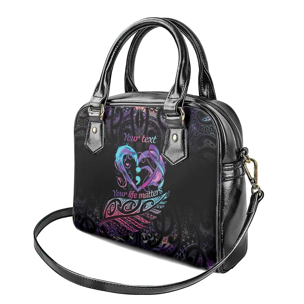 Personalised Your Life Matters Shoulder Handbag Suicide Prevention Awareness Semicolon Heart